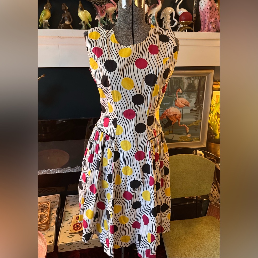 Homemade 1940s cotton drop waist dress